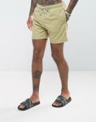 Oiler & Boiler Old Skool Swim Short In Khaki - Green