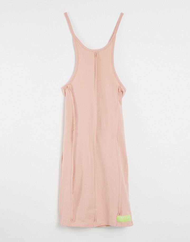 Public Desire Seam Detail Racer Mini Dress In Peach-orange