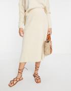 Y.a.s Knitted Midi Skirt Set With Wrap Front In Cream-white