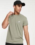 New Look T-shirt With Rose Sketch Embroidery In Khaki-green