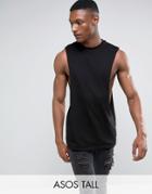 Asos Tall Longline Sleeveless T-shirt With Extreme Dropped Armhole In Black - Black