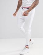 Asos Tapered Jogger With Tipping In White Marl - White