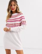 Asos Design Embellished Fairisle Christmas Sweater Dress-multi