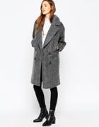 Asos Pea Coat In Oversized Fit - Charcoal