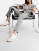 Y.a.s Tailored Straight Leg Pants With Elastic Waist And Cuffed Hem In Gray Plaid-multi