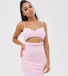Fashionkilla Petite Going Out Cut Out Waist Mini Dress In Rose-pink