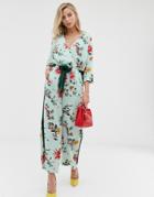 Vila Botanical Floral Jumpsuit - Blue