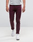 Farah Skinny Jeans In Bordeaux Stretch Twill - Red