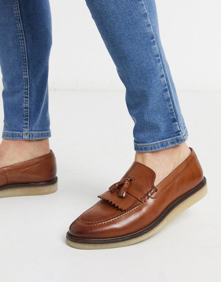 Walk London Dell Fringe Tassel Loafers In Brown