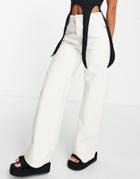 Weekday Ace Cotton High Waist Wide Leg Jeans In Tinted Ecru - Stone-neutral