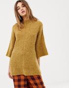 Pieces Wide Sleeve Sweater-yellow