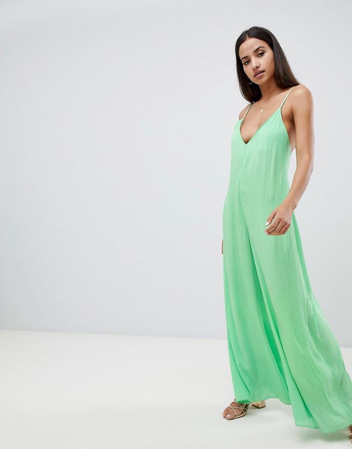 Asos Design Deep V Strap Back Jumpsuit