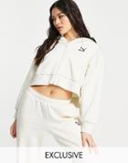 Puma Boxy Cropped Zip Through Hoodie In Off White - Exclusive To Asos