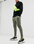 Asos Design Skinny Sweatpants With Ma1 Pocket In Khaki