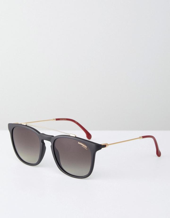 Carrera Black Round Sunglasses With Brow Bar - Black