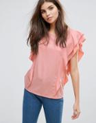 Vila Top With Ruffle Detail - Pink