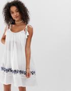 Pia Rossini Johanna Beach Dress With Trim Detail - White