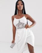 Asos Design Cami Body In Lace With Seam Detail - White
