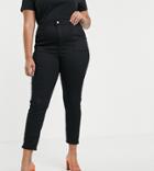 Asos Design Curve Ankle Length Stretch 'skinny' Pants In Black