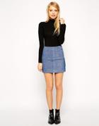 Asos Mini Skirt In Suede - Blue