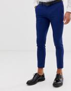 Asos Design Super Skinny Crop Smart Pants In Royal Navy - Navy