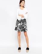 See By Chloe Palm And Giraffe Print Pleated Skirt - Black