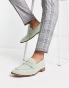 Asos Design Sage Suede Penny Loafers With Natural Sole-green