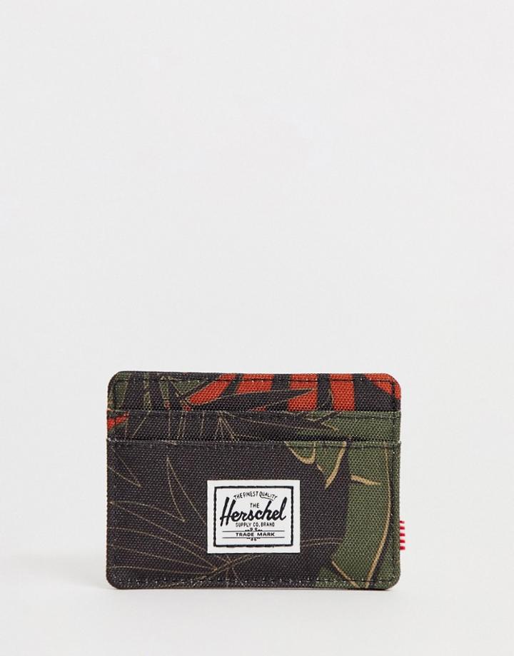 Herschel Supply Co Charlie Rfid Card Holder In Tropical Palms Print-multi