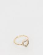Asos Design Thumb Ring In Crystal Heart Design In Gold Tone - Gold