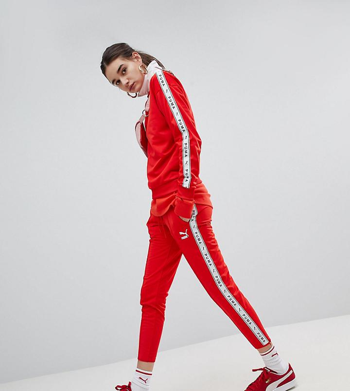 Puma Exclusive To Asos Taped Side Stripe Track Pants In Red - Red