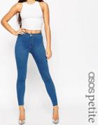 Asos Petite Rivington High Waisted Denim Jeggings In Daisy Bright Blue - Blue