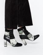 Truffle Collection Alice Patchwork Heeled Ankle Boots - Black Multi