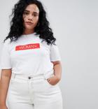 Boohoo Plus Woman Slogan T-shirt - White