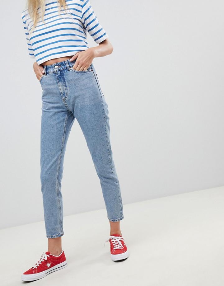 Monki Kimomo High Waist Mom Jeans With Organic Cotton In Light Blue - Blue
