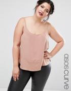 Asos Curve Scoop Back Cami In Matte & Shine - Tan