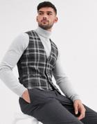 Asos Design Super Skinny Suit Vest In Gray Check