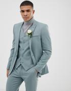 Asos Design Wedding Skinny Suit Jacket In Pastel Blue - Blue