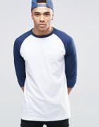 New Look Raglan T-shirt In Navy Blue With 3/4 Length Sleeves - Navy