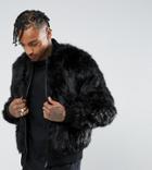 The New County Bomber Jacket In Faux Fur - Black