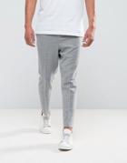 Asos Tapered Smart Pant In Light Gray Texture With Elasticated Back - Gray