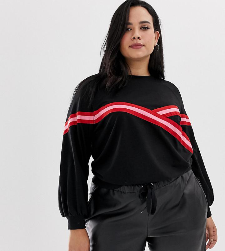 Junarose Sporty Stripe Sweatshirt - Black