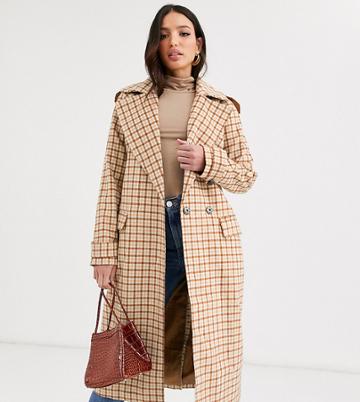 Glamorous Tall Double Breasted Coat-brown