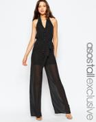 Asos Tall Spot Jumpsuit With Halter Neck