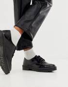 Asos Design Magazine Chunky Lace Up Flat Shoes In Black - Black
