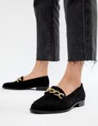 Asos Design Mighty Suede Chain Loafers - Black
