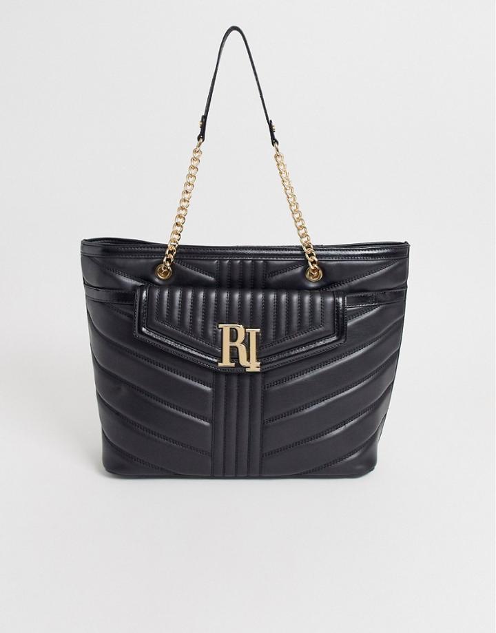 River Island Quilted Tote Bag In Black