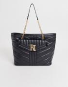 River Island Quilted Tote Bag In Black