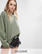 Reclaimed Vintage Oversized Boyfriend Sweatshirt Jumper - Khaki