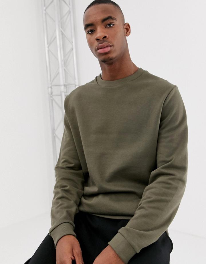 Asos Design Sweatshirt In Khaki - Green