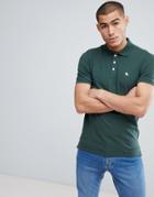 Abercrombie & Fitch Stretch Pique Slim Fit Polo Icon Moose Logo In Green - Green